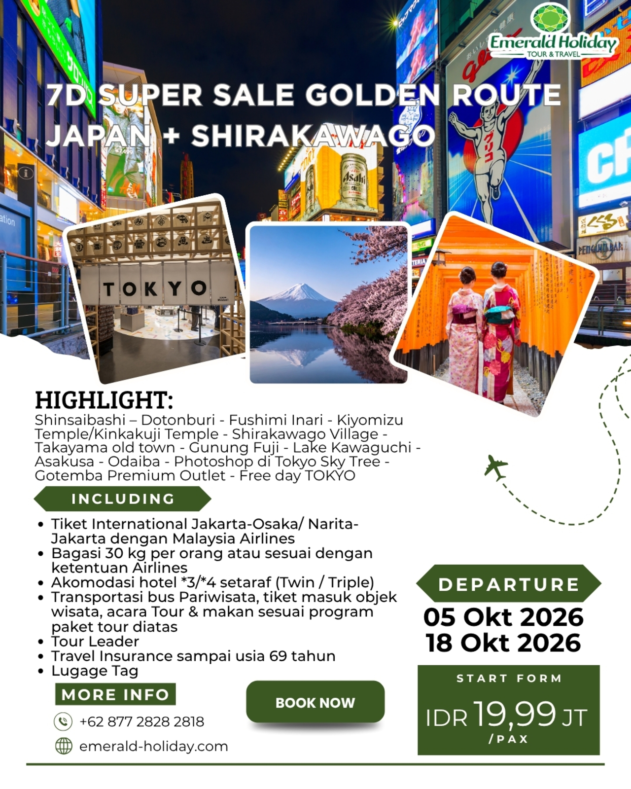 7D SUPERSALE GOLDEN ROUTE JAPAN - SHIRAKAWAGO